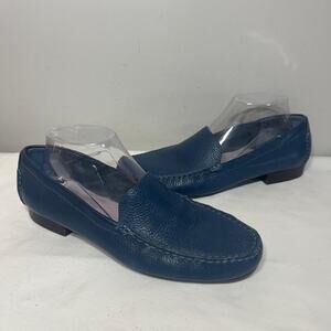 Talbots VTG 90s Loafers Driving Blue Pebbled Leather Casual Comfort Office 9N